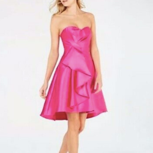 NWT Adrianna Papell Magenta Strapless High Low